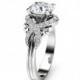 Victorian Diamond Engagement Ring White Gold Lab Diamond Ring Unique Engagement Ring