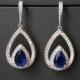 Navy Blue Crystal Earrings, Blue Cubic Zirconia Wedding Earrings, Sapphire Teardrop Earrings, Statement Earrings, Royal Blue Bridal Earrings
