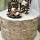 Miniature rocking chair campfire marshmallow wedding cake topper camping roasting marshmallow bride groom 6 inch cake small western country