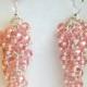pink crystal earrings, long earrings, sparkle earrings, boho earrings, wedding earrings, pink earrings