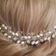 Pearl Gold Bridal Hair Vine, Pearl Crystal Hair Piece, Wedding Crystal Pearl Wreath, Bridal Pearl Hair Jewelry, Bridal Freshwater Pearl Vine