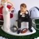 Wedding Cake Topper Team Rivalry House Divided Football Turf Topper Ball and Chain Key Themed College Pro You Pick Your Two Teams w/ Garter