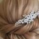 Pearl Bridal Hair Comb, White Pearl Headpiece, Wedding Pearl Crystal Hair Piece, Bridal Hairpiece, Wedding Hair Jewelry, Pearl Floral Comb