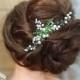 Green bridesmaid hair comb, bridal hair comb, bridesmaid green hair accessory, something green for hair, decorative green comb, green comb