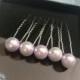 Hair pins with pearls, Bridal lilac Hair Pins, Set of 5 Hair Pins, Bridal Hair Accessory, Lavender Hair Piece Bridesmaid, pearl hair pins