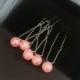 Hair pins with pearls, Bridal pink Hair Pins, Set of 5 Hair Pins, Bridal Hair Accessory, Light pink Hair Piece Bridesmaid, pearl hair pins