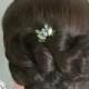 Green bridal hair pin, Green bridesmaid hair pin, something green hair accessory, green and crystal hair accessory, green hair pin accessory