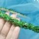 Green crystal headband for bridesmaid, wedding hairband, green Rim with Czech Crystals and beads, something green, rim, crystal wreath