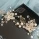 Floral silver hair pins with pearl beads