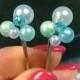 Cluster sky blue pearls, bridal hair pins, set of wedding hair pins, something blue hair accesssory, light blue pearl hair pins, aquamarine