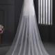 Classic Single Tier Cathedral Length Plain White OR Ivory Soft Tulle Wedding / Bridal Veil with Raw Edge - Hair Comb attachment