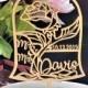 Mr and Mrs cake topper, Enchanted Rose wedding Cake Topper, Rose last name topper, Personalized Beauty and the beast wedding topper,