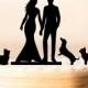 Cake Topper With Three Dog,Wedding Cake Topper With Dog,Personalized Silhouette Cake Topper With Dog,Mr and Mrs Cake Topper (0121)