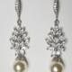 Pearl Chandelier Bridal Earrings, Cluster Crystal Wedding Earrings, Swarovski Ivory Pearl Silver Earrings, Bridal Jewelry, Statement Earring