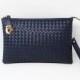 Navy-Blue Leather Clutch Handbag 