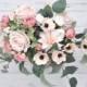 Boho Bouquet Blush Pink Bridal Silk and Real Touch Wedding Flowers Eucalyptus Peony Rose Poppy Dahlia Anemone Wedding Bouquet