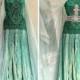 Wedding dress for mermaids ocean colours, bridal gown ethereal with long sleeves, Raw Rags