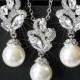 Pearl Bridal Jewelry Set, Swarovski White or Ivory Pearl Earring&Necklace Set, Wedding Jewelry, Bridal Jewelry Set, Pearl Floral Jewelry Set
