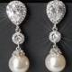 Pearl Bridal Earrings, White Pearl Silver Earrings, Swarovski Pearl Dangle Earrings, Chandelier Pearl Bridal Earrings, Wedding Pearl Jewelry