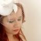 Bridal Headpiece, Birdcage Fascinator, Birdcage Veil, Bridal Hair Flower, Bridal Small Hat, Bridal Blusher Veil, Bridal Hair Accessories.