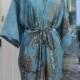 Blue silk Kimono Robe, mothers day, Dressing gown, Vintage kimono, Bridesmaid robes, Boho kimono, Bridal Robe, gifts for her, Mango Moon