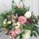 Wedding bouquet ,dusty rose,blush pink white cream 、rose peonies eucalyptus bouquet ,boho bouquets , bridal bridesmaids bouquet