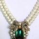 Vintage Signed Vendome Emerald And Pearl Necklace