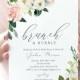 Brunch and Bubbly Bridal Shower Invitation Template, INSTANT DOWNLOAD, Printable Wedding Shower Invite, 100% Editable Text, Blush #043-134BS