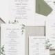 Botanical Wedding Invitations, Eucalyptus Wedding Invite, Sage Wedding Invitation, Greenery Wedding Stationery 'Aisyah' #117