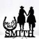 Personalized Wedding Cake Topper - Cowboy and Cowgirl wedding, horseback riding cake topper with Mr & Mrs last name