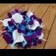 Galaxy orchid bouquet, purple blue, turquoise bridesmaids bouquet, small bridal bouquet, toss away bouquet
