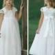 White Flower girl dress, First Communion Dress, lace flower girl dresses,Boho chic flower girl dress,rustic flower girl dress,bohemian dress