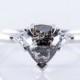 1.51ct Pear-shaped Salt and Pepper Diamond Ring, Women's black grey Diamond Ring, Alternative Trilogy Ring in platinum