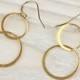 Double circle earrings, gold circle earrings, dangled earrings,14k gold filled, minimalist, everyday simple, "Two Circles" Earrings