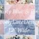 Wedding Lace Table Runner/Dusty BLue/Blush Pink/ 12" wide/Wedding Decor/Weddings/Beach weddings/Rustic Weddings/Bridal/Baby showers