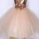 Rose Gold Sequin Tulle Bridesmaid Wedding Flower Girl  Birthday Pageant Recital Blush Toddler Junior  Size S M L XL 2 4 6 8 10 12 14 16