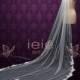 Cathedral Long Wedding Veil with Floral Lace at Train, Chapel Lace Wedding Veil VG2022