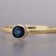 Blue Sapphire Ring -  Solid 14k Yellow Gold Thin Engagement Ring with a 3.5mm Sapphire