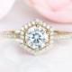 14K Solid Gold Diamond Ring- Moissanite Engagement Ring- Promise Ring- Hexagon Diamond Ring- AnniversaryGift-  Birthday Gift for Her