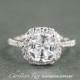 Cushion Cut Diamond Simulant Engagement Ring - Sterling Silver CZ Cubic Zirconia (#CRRMR172SS)