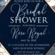 Online Editor - Peony foil gold navy classic blue background bridal shower wedding Invitation set PDF 5x7 in wedding invitation maker