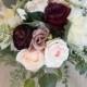 Rustic blush and burgundy silk wedding bouquet.
