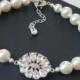 Pearl Bridal Bracelet, Swarovski White Pearl Cubic Zirconia Bracelet, Wedding Bracelet, Bridal Jewelry, Vintage Style, Bridal Party Gift