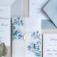 Dusty blue Wedding invitation, Floral Vellum Invitation, blue Wedding Invitation, Spring Wedding Invitation SAMPLE