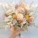 Peach Dream Pink Dried Flowers Bouquet / Preserved Flowers Bouquet / Wedding Bridal bouquet / Natural Greenery Bouquet in Spring color
