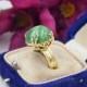 Vintage 18ct Yellow Gold Jade Cabochon Ring, Size L 1/2 or 6.25, Statement Ring, Engagement Ring, Vintage Jade Ring, Jade Ring, Jade Canboch