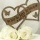 Wedding Cake Topper Decoration Heart Shaped and Personalised-Names,Mr & Mrs,Engagement,Anniversary and Date.Wooden Rustic Feel Cake Topper.
