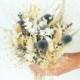 Blue Violet Ivory Dried Flowers Bouquet / Echinops Thistle Dancing Spring Flowers bouquet / Silver grey herbs Rice grass arrangement