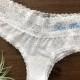 Bridal Thong Panties underwear Personalized and Custom Embroidered with Mrs Name, white lace panties Bride lingerie, Size Large XL