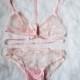 Pink pearl tulle lingerie set